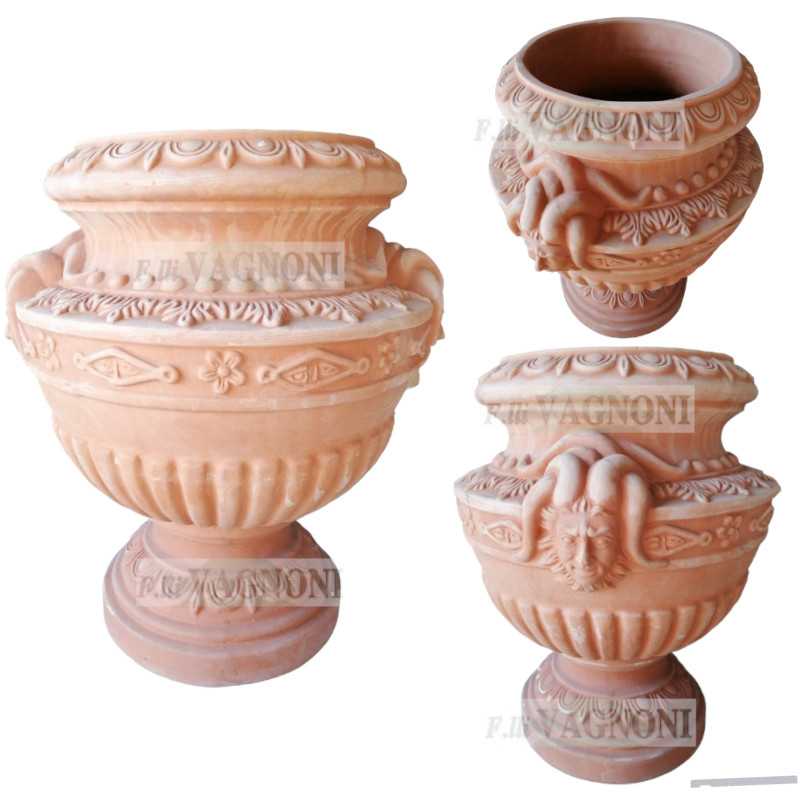 VASO A CALICE IN TERRACOTTA TOSCANA MEDUSA CM. 65